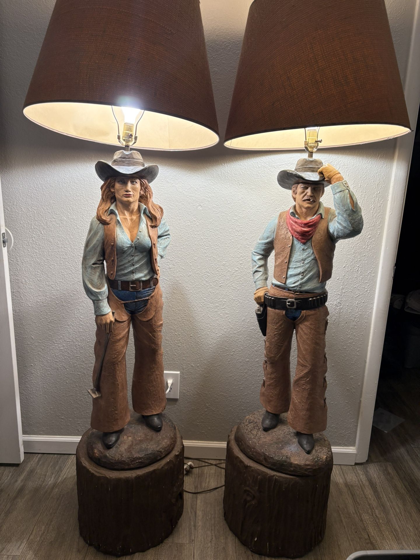 42” Cowgirl And Cowboy Lamp