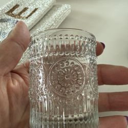 24 Clear Decorative Glass Candle Votives