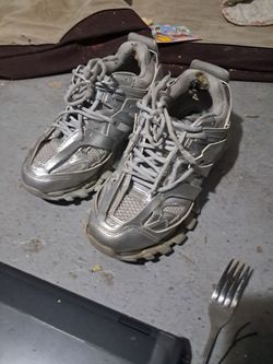 Silver Balenciaga Athletic Sneakers with Lace-Up Closure