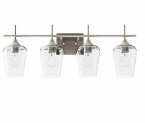 VONLUCE Lámpara de tocador de baño, lámpara de baño de 4 luces sobre espejo, lámpara de pared de baño con vidrio transparente, iluminación moderna par