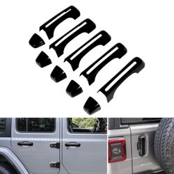 Black Door Handle Inserts Cover Kit & Tailgate Fits 08-2022 Jeep Wrangler