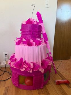 Shades of pink three tier pinata with balls