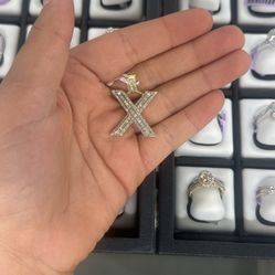 Gold, Initial, Pendant, Letter X With Diamonds