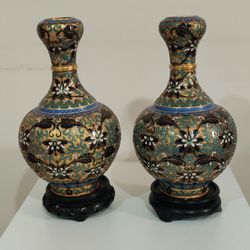 Antique  Chinese Cloisonne Garlic Head Vases