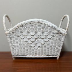 Vintage Wicker Rattan Basket Magazine Holder