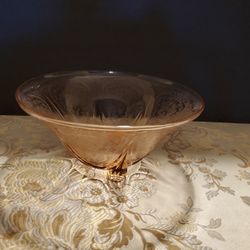 Pink Glass Footed Bowl 