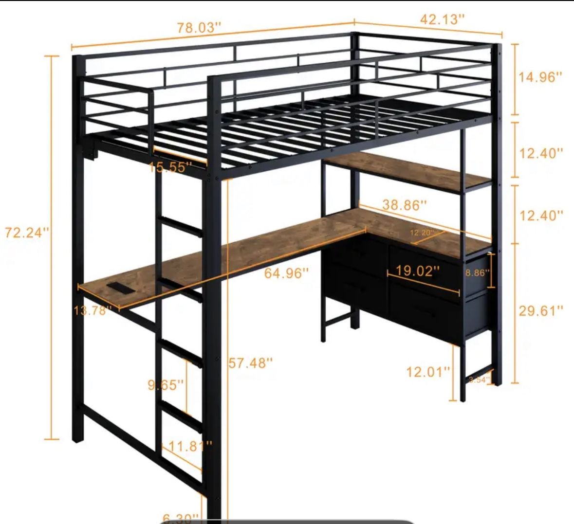 Free Twin Loft Bed with Desk