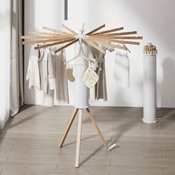 1pc Sturdy Wooden Octopus Laundry Drying Rack