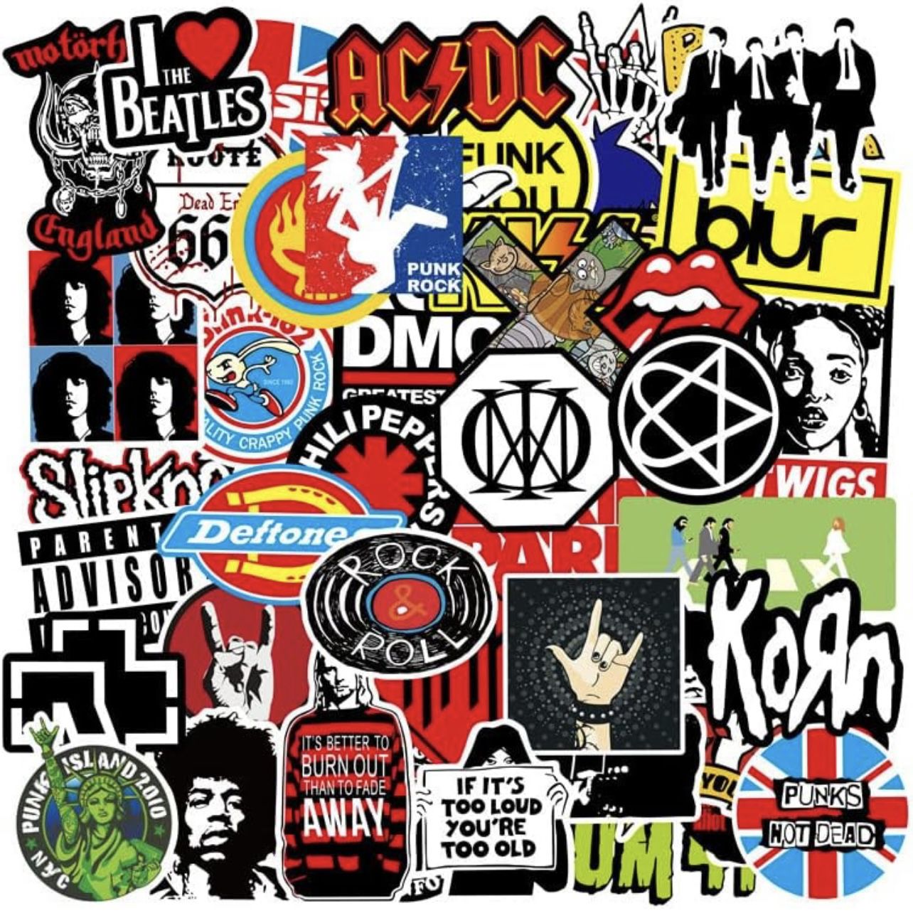 Rock Band Stickers 100pcs Classic Rock Music Stickers for Adults Waterproof  Guitar Stickers for Hydroflasks, Rock Roll Punk Vintage Stickers for Lapto  for Sale in Rancho Cucamonga, CA - OfferUp
