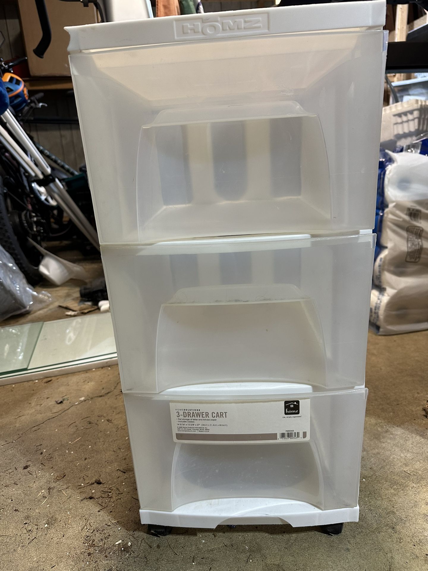 3-drawer storage cart with wheels