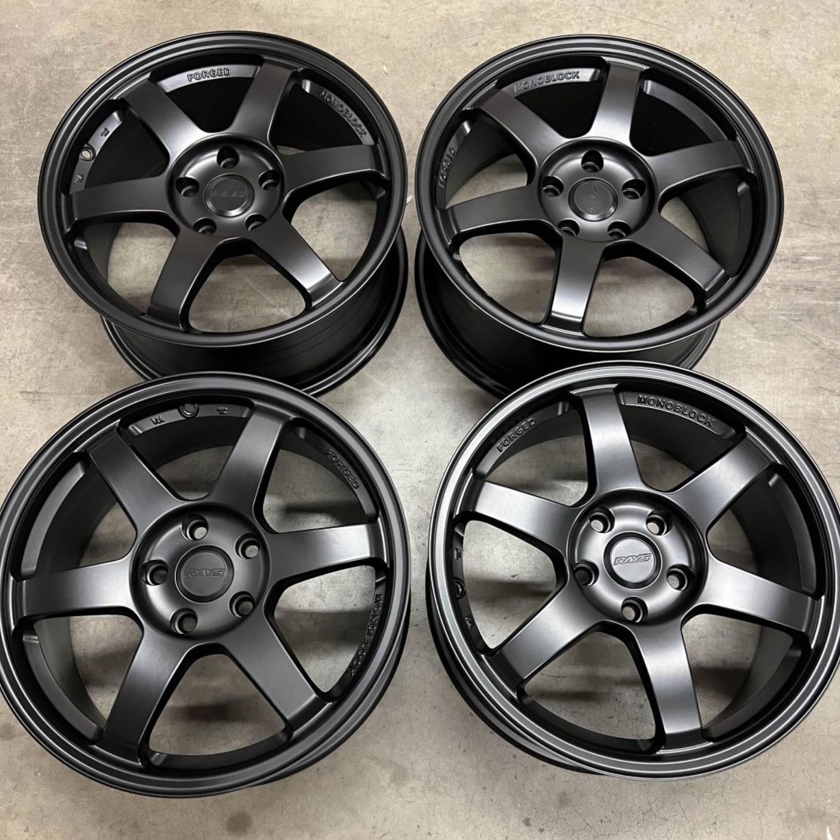 NEW 17 INCH RAYS TE37 STYLE RIMS WHEELS 17x8 +42 (5X112) CB 73.1 MATTE ...