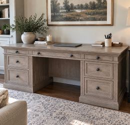 Pottery Barn Livingston 75” Executive Desk – Gray Wash
