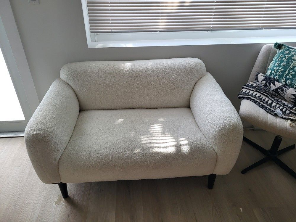 White Boucle Loveseat