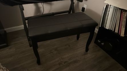Black Piano Bench with storage