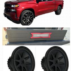 Silverado 2019-2024 Crew Cabs SUBWOOFERS KICKER CVX 12” AND CUSTOM BOX RGB LIGHTS 