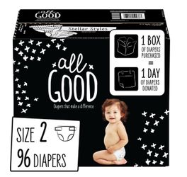 All Good Absorbent and Hypoallergenic Diapers, Size 2, 96 Ct