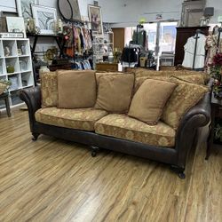 “Bernhardt” Leather & Cloth Sofa’s