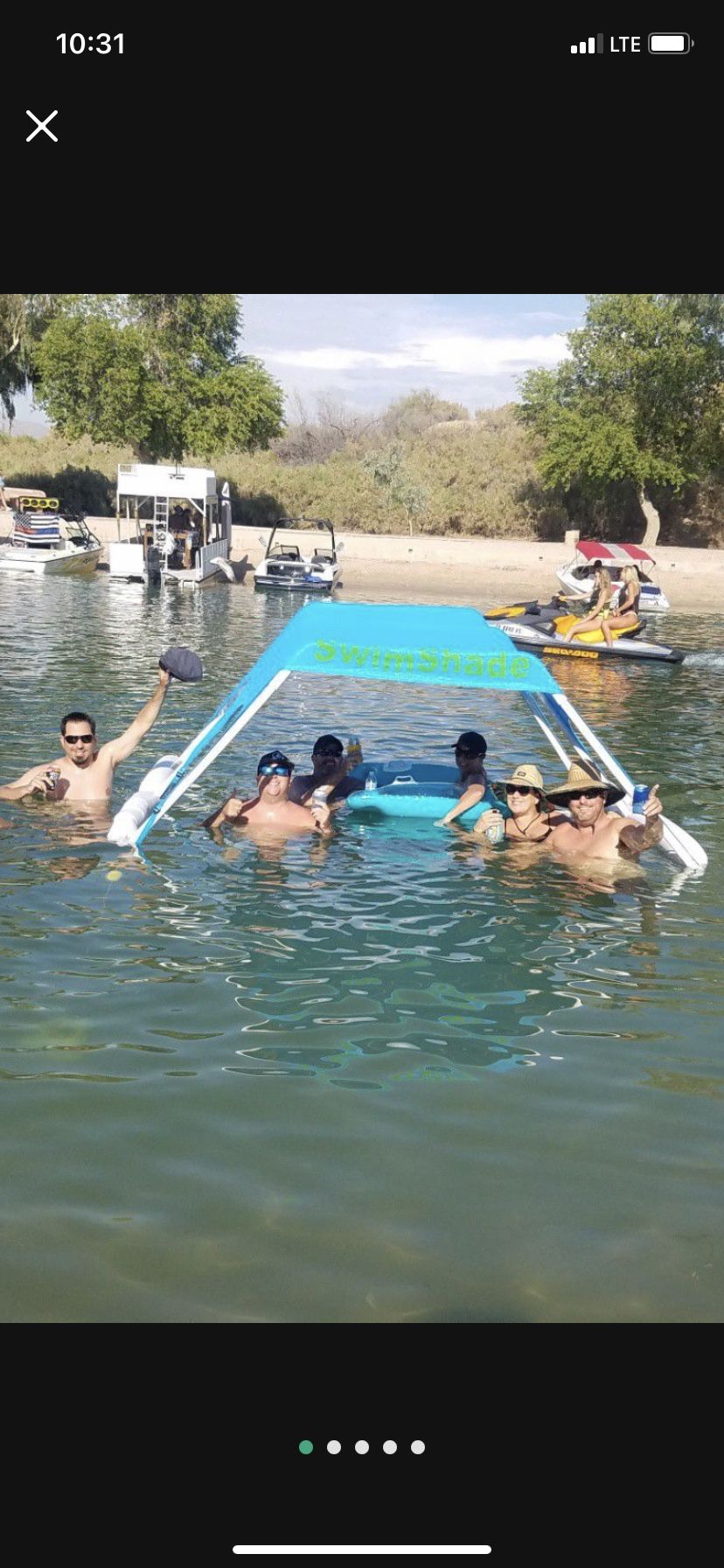 Photo Swim Shade. Floating Canopy. Pool, Lake or River. Inflatable Water Float.