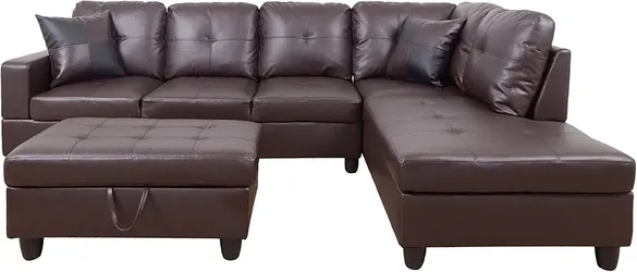 Sectional couch with Ottoman brown