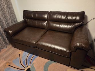 FULL SIZE SLEEPER SOFA • Genuine Leather Couch • Dark Chocolate Brown