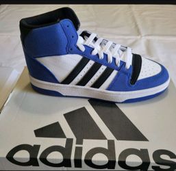 *NEW* Adidas Break Start Mid J Basketball Sneakers Boy's Size 4.5 Blu/Blk/Wht wBox
