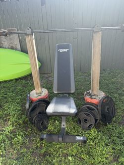 Fitness Gear Weight set, Bar, Bench, Barbell Holders