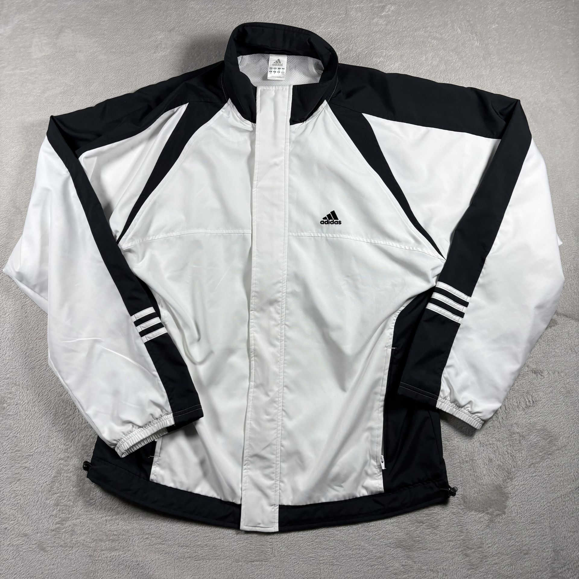 Vintage  Adidas Track Jacket Men's Medium White Logo Full Zip Training Y2K #2786