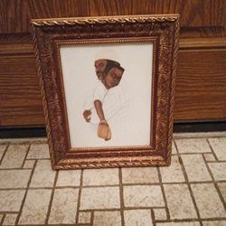 African American Framed Artwork Of Father And Son 