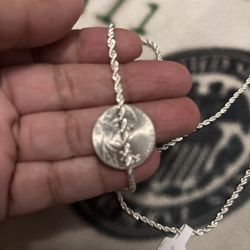 22” 925 Silver Twisted Diamond  Cut Rope Chain