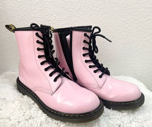 Dr. Martens 1460 Y Patent Leather Pink Side Zipped Boots Men's 6 / Women's 7