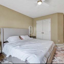 Beige king Size Bed Frame 