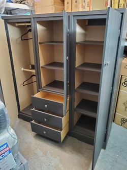 New Grey Jumbo Large Wardrobe Closet Shelving Storage With Drawers Cabinet Available In Other Colors 