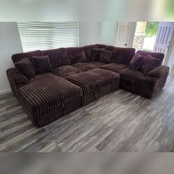 Extra larger Brown Jumbo corduroy sectional pull out sofa bed sleeper sofa with storage space