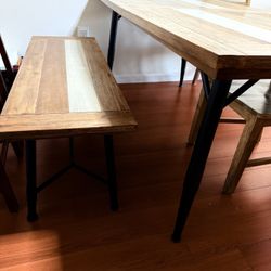 Solid Wood Dining Set (with bench & 2 chairs)