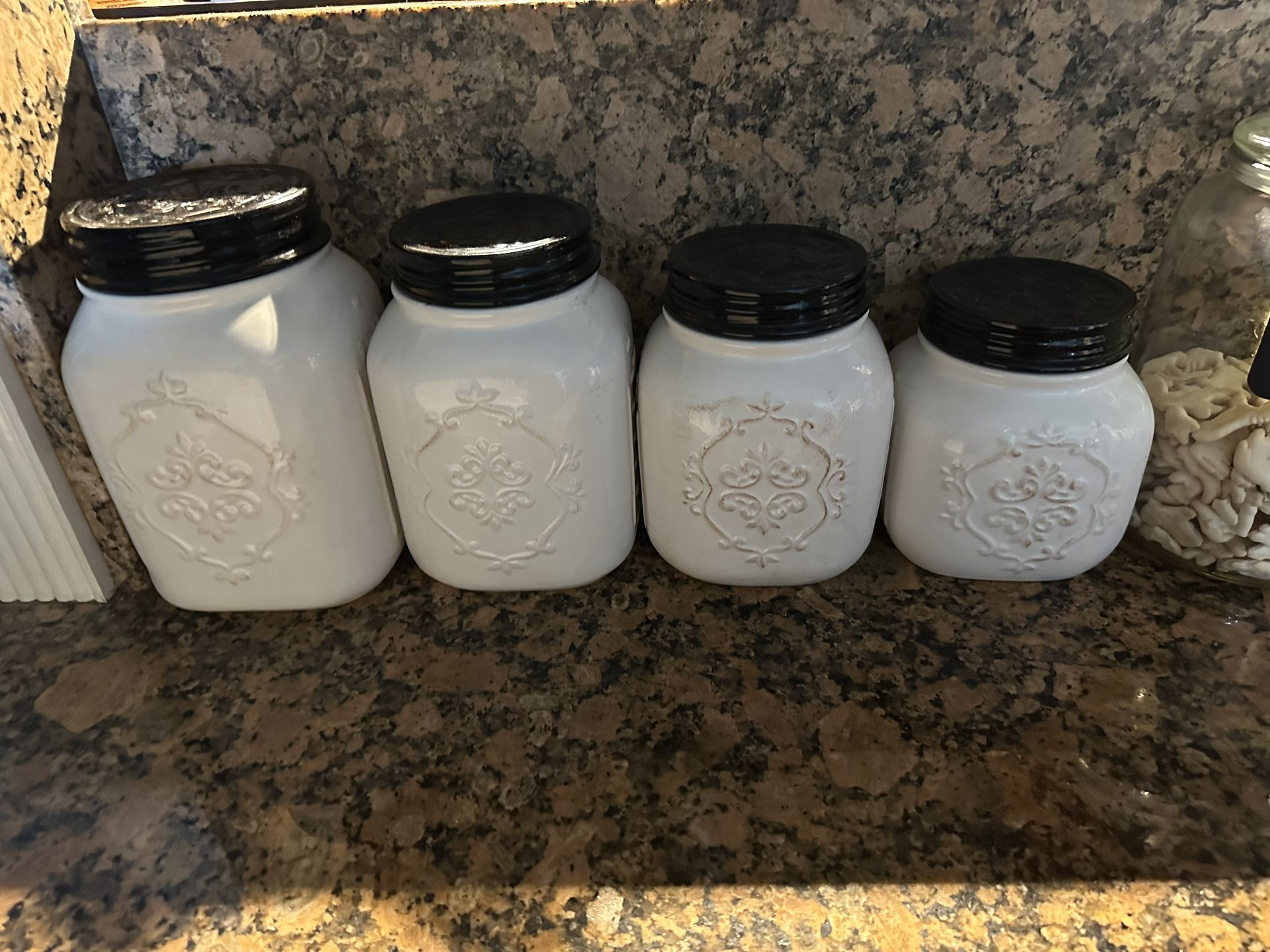 4 White Manson Jars