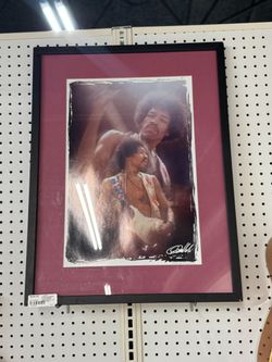 JIMI HENDRIX RON RAFFAELLI SIGNED FRAMED PHOTO USED