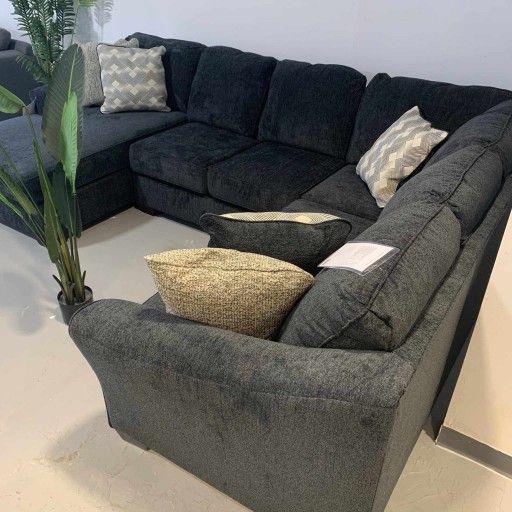 Slate Gray 3 Piece Sectional With Chaise, Living Room// Home Decor