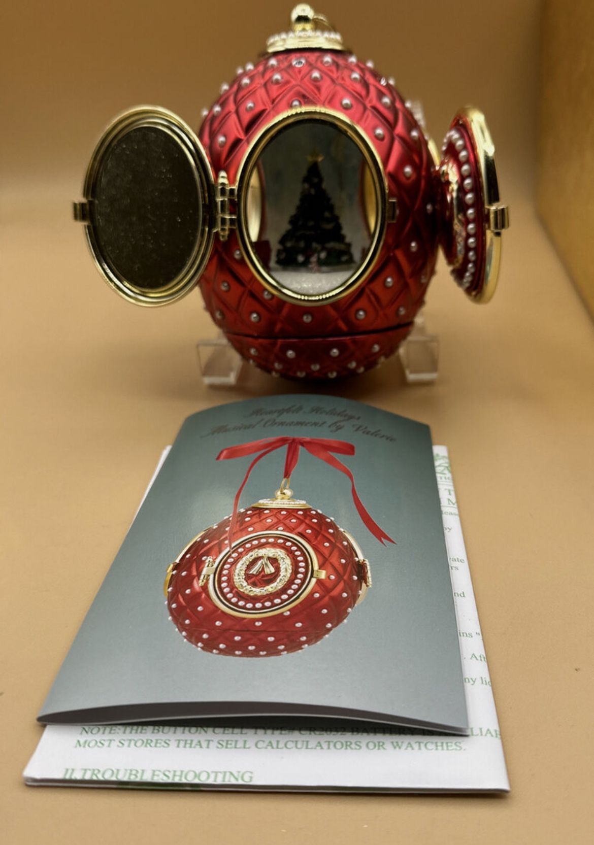 Heartfelt Holidays Ltd Ed Musical Christmas Ornament Egg First Noel Valerie QVC