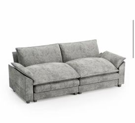 84 in. Deluxe Pillow-Styled Chenille Paris Gray Loveseat