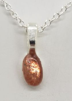 Natural Orange Moonstone Silver Necklace