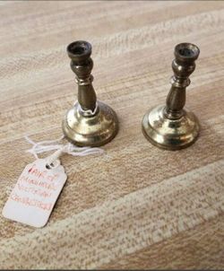 Antique Victorian Miniature Brass Candlestick Holders