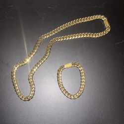 Jaxxon 10mm 8” 14k gold plated Cuban link bracelet/ Jaxxon 10mm 26” 14k gold plated Cuban link chain
