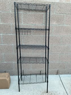 5-Tier Heavy-Duty Steel Wire Storage Shelf Unit - Black Wire Rack