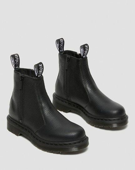 Dr. Martens 2976 Women's Leather Zipper Chelsea Boots in BLACK MILLED NAPPA 297