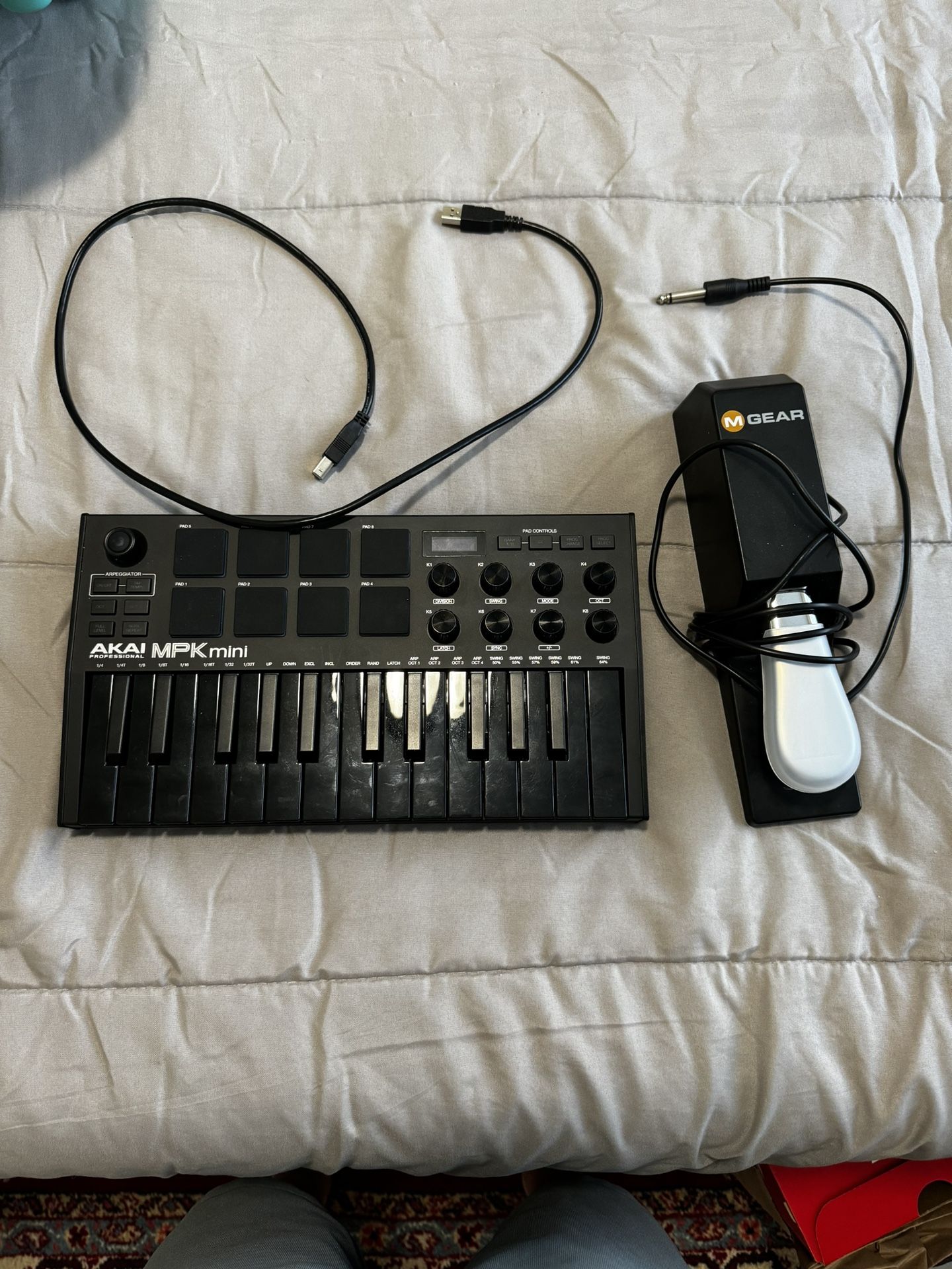AKAI MPK mini midi keyboard with pedal