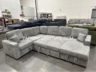 120” Large Sectional Sofa with pull-out bed, Sectional, Gray Couch, Grey Sectional, Sofabed, Sofa bed, Sleeper Sofa, Sofa, Couch, Sectionals, Sofa wit