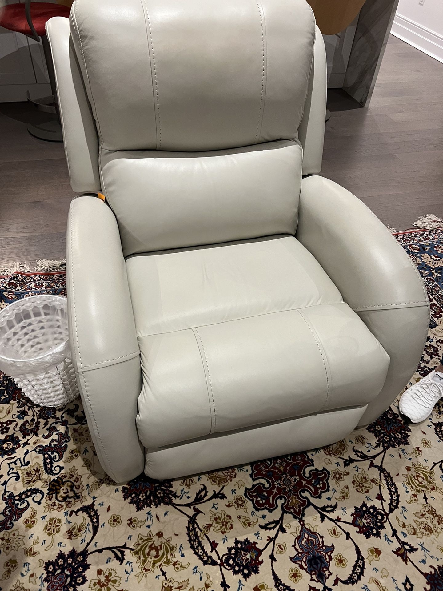 Beige leather reclining chair