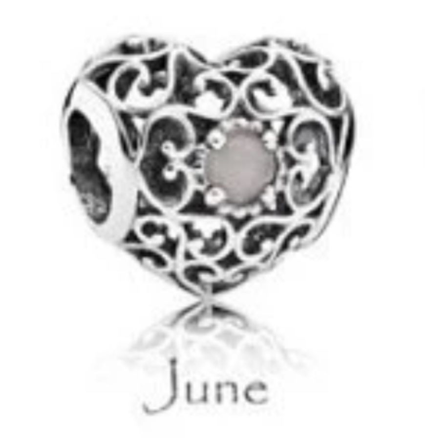 Pandora authentic June Birthday Filigree heart Sterling Silver 925