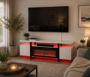 New! Fireplace tv stand with led lights for up to an 80in tv