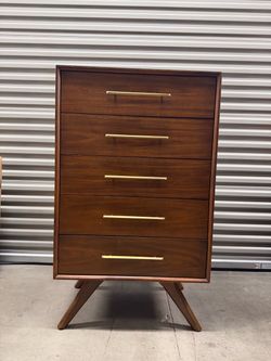 Mid-Century Modern 5-Drawer Tall Dresser